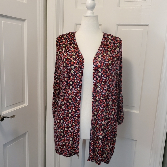 Lane Bryant Floral Print Open Front Knit Cardigan Size 14/16, Soft, Lightweight - Picture 1 of 14